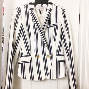 1 State Striped Nautical Cropped Blazer